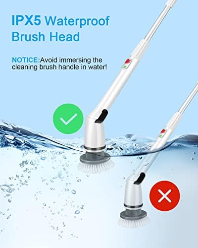 GOFOİT Ayarlanabilir Elektrikli Akülü Spin Duş Scrubber ile 3 Değiştirilebilir Fırça Kafaları, Beyaz Şarj Edilebilir