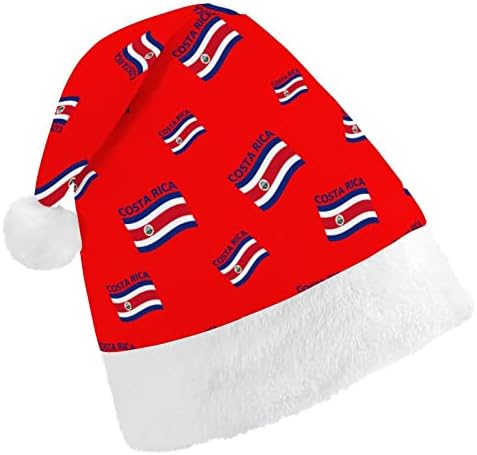 Kosta Rika bayrağı Komik Noel Şapka Noel Baba Şapkaları Kısa Peluş Beyaz Manşetleri Noel Tatil Partisi Dekorasyon