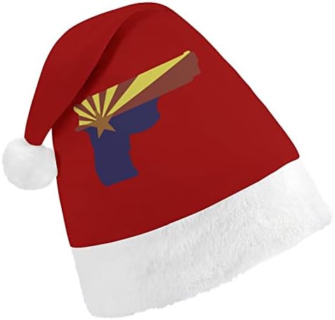 Silah Arizona Eyalet Bayrağı Peluş Noel Şapka Yaramaz ve Güzel Noel baba şapkaları Peluş Ağız ve Konfor Astar noel