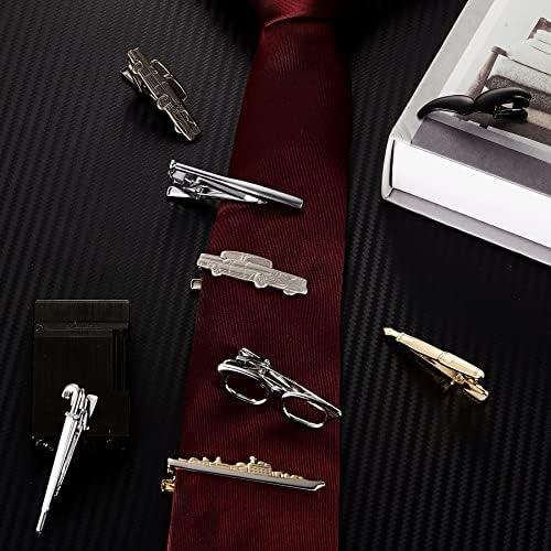 EvmAsaLQ 8 ADET Modelleme kravat iğnesi s Erkekler için Gümüş Altın Siyah Gri Kravat iğnesi Arabalar Savaş Gemisi