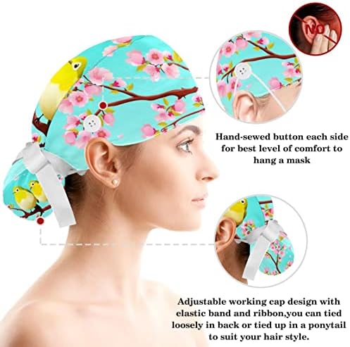 Tavuskuşu Tüyleri Çalışma Şapka Ayarlanabilir Fırçalama Kap Düğmeleri ve Yay ile Saç Toka Hemşire ve Doktor için