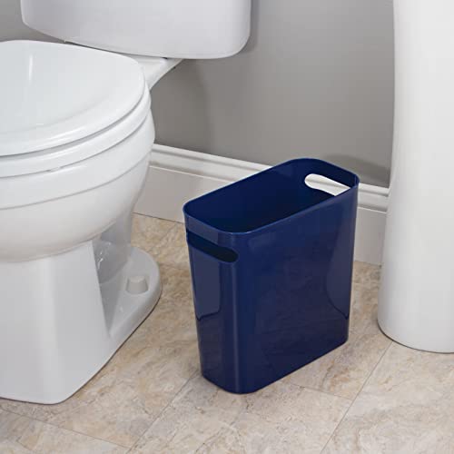 mDesign Plastik Küçük Çöp Tenekesi,1,5 Galon / 5,7 Litrelik Çöp Kovası, Dar Çöp Kutusu, Banyo Kulpları, Çamaşırhane,