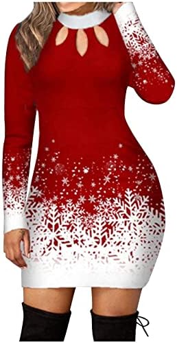 Kadınlar için noel Elbiseler Ekose Ekip Boyun Noel Baba İş Elbiseleri Bodycon Bölünmüş Bandaj Kokteyl Gece Parti Elbise