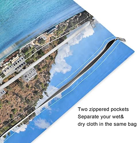 ZZXXB Girit Su Geçirmez Islak Çanta Kullanımlık Bez Bebek Bezi Islak Kuru fermuarlı çanta Cep Seyahat Plaj Havuzu