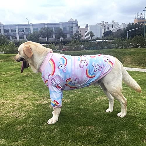 PriPre Köpek Pembe Unicorn T Shirt Renkli Gökyüzü / Gökkuşağı Desen Baskılı Pet Gömlek Softable Pijama Büyük Köpekler