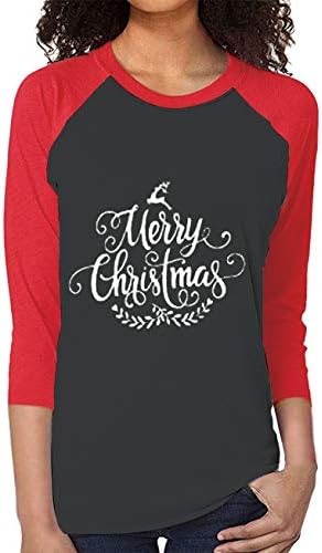 Merry Christmas Gömlek Kadın Noel Ren Geyiği T-Shirt Noel Ekose Ekleme Tatil Beyzbol Tops