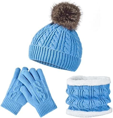 Çocuklar Şapka Eldiven Eşarp Seti Kız Erkek 1-12 Yaş Kış Sıcak Polar Astarlı
