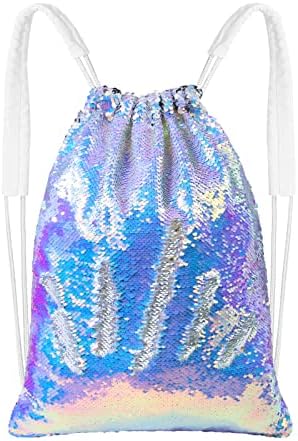 MHJY Sparkly Pullu İpli Çanta, Mermaid Pullu Sırt Çantası Glitter Spor Dans Çantası Parlak seyahat sırt çantası
