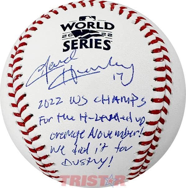 David Hensley, Birden Fazla Yazıtlı Resmi 2022 Dünya Serisi Beyzbolu İmzaladı - İmzalı Beyzbol Topları