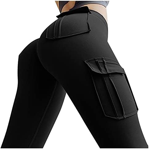 Bblulu Dikişsiz Kargo Tayt Kadınlar için Cep ile Yüksek Bel Kargo Sweatpants Elastik Koşu Yoga Egzersiz Legging Tayt