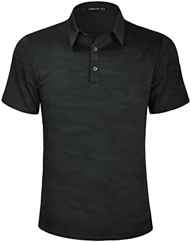 TAPULCO Erkek Hızlı Kuru polo gömlekler Kamuflaj Desen Performans Atletik Hafif Nefes Rahat Golf Tişörtleri