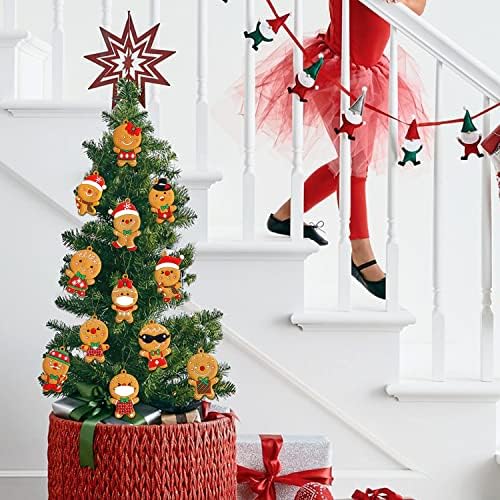 12 Adet Sevimli Zencefilli Kurabiye Adam süsleri, İp ile Noel Zencefilli kurabiye bebek asılı takılar, Noel ağacı