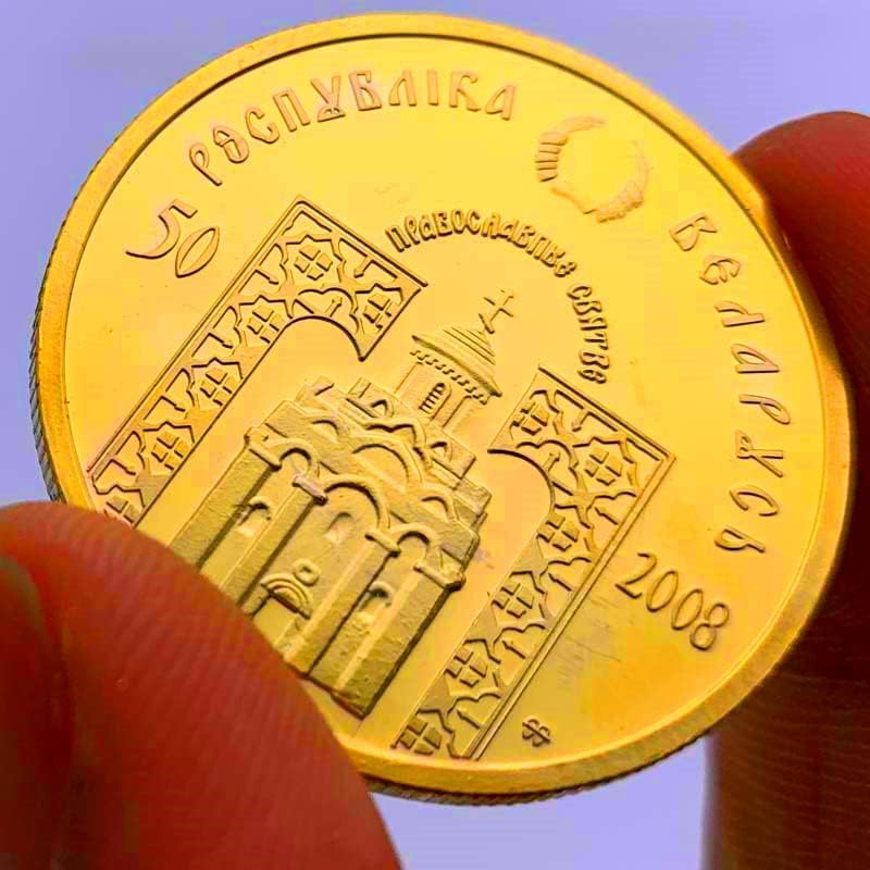 Bakire Belarus Altın Kaplama Elmas hatıra madalyası Koleksiyonu Zanaat Kabartma 32mm Altın Sikke hatıra parası