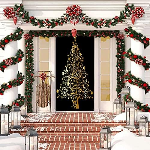 Noel kapı kapak dekorasyon noel yaratıcı arka plan ön kapı noel dekorasyon baston şeker Garland ışıkları ile