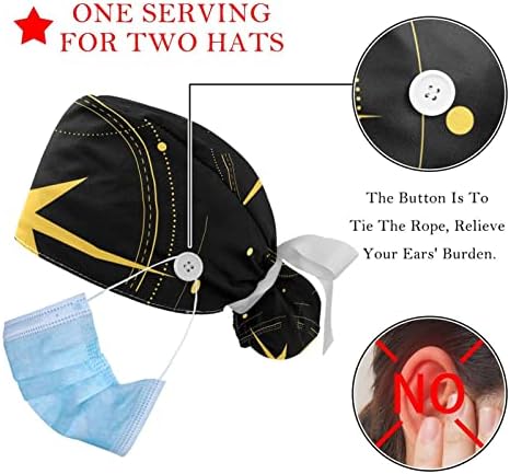2 Paket Cerrahi Kap Ter Bandı, Nefes Kabarık Şapkalar Uzun Saç, Ayarlanabilir Hemşire Fırçalama Kapaklar Paris Eyfel