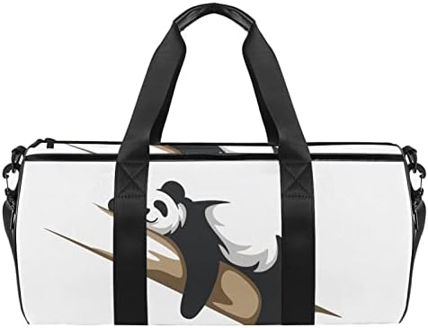 MaMacool Panda Ağaç Üzerinde Yatan Duffel Omuz Taşıma Çantası Tuval Seyahat Çantası Spor Salonu Spor Dans Seyahat
