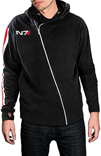 Spazeup erkek N7 Ceket Kitle 3 Komutanı Shepard Kostüm Cosplay Siyah Biker Hoodie