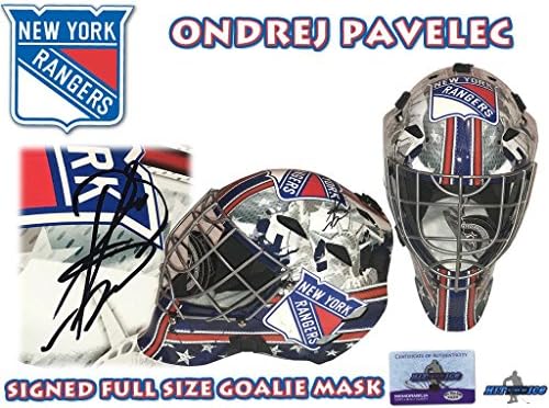 Ondrej Pavelec İmzalı New York Rangers Tam Boy KALECİ MASKESİ w/COA YENİ İmzalı NHL Kaskları ve Maskeleri