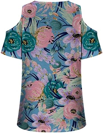 Kadınlar için soğuk Omuz Üstleri, Kadınlar için Yaz Üstleri 2023 Moda Üstleri T Shirt Çiçek Grafik Tees Sevimli Şık