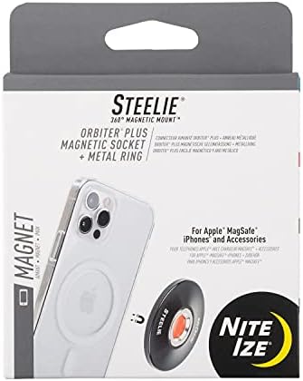 Nite Ize, Inc. STOMS-01-R8 Nite İZE Steelie Orbiter Plus Soket + Metal Halka, Tutucu iPhone 12 / Mini / Pro Max, araba