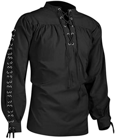 Ortaçağ Gömlek Erkekler için 5XL Moda Uzun Bandaj Bluz Adam Gotik Gömlek Erkekler Kollu Kaliteli Yüksek erkek Bluz