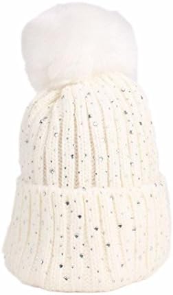 LNGRY Çocuk Bebek Kız Kış Örgü Hairball Şapka Sıcak Şapka Kazık Kap Kayak Kap