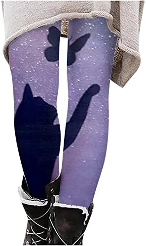 Polar Astarlı Tayt Kadınlar için Sevimli Kedi Baskı Elastik Bel Yoga Pantolon Uzun Tayt Egzersiz Koşu Joggers