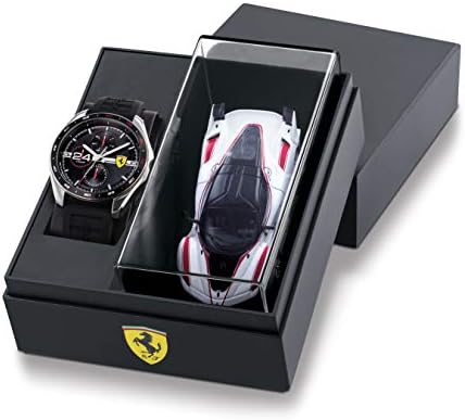 Silikon Kayışlı Ferrari Erkek Paslanmaz Çelik Kuvars Saat, Siyah, 22 (Model: 0870045)