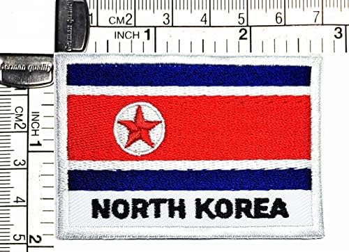 Kağıt mendil 1. 7X2.6 İNÇ. Ulusal Kuzey Kore Bayrağı Yamalar Bayrak Ülke Askeri Taktik İşlemeli Aplike Demir on Patch