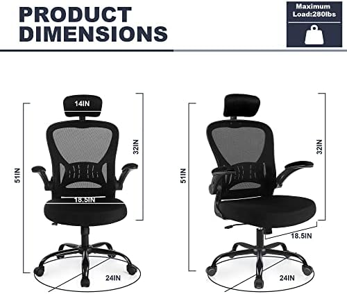 Ergonomik ofis koltuğu Masa Sandalye Konfor Ayarlanabilir Yükseklik Tekerlekler ile, Bel Desteği Örgü Döner Bilgisayar