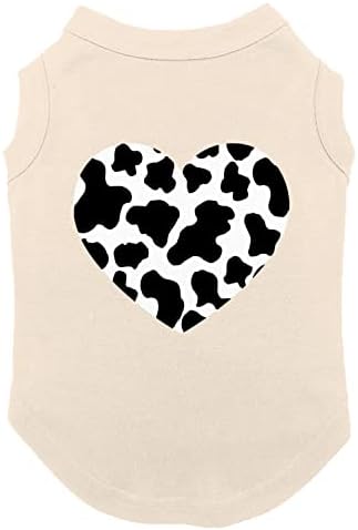 İnek Desenli Kalp - Favori Hayvan Köpek Gömleği (Siyah, X-Large)