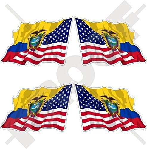 ABD Amerika Birleşik Devletleri ve EKVADOR, Amerikan-Ekvador Sallayarak Bayrak 2 (50mm) Vinil Tampon Çıkartmaları,