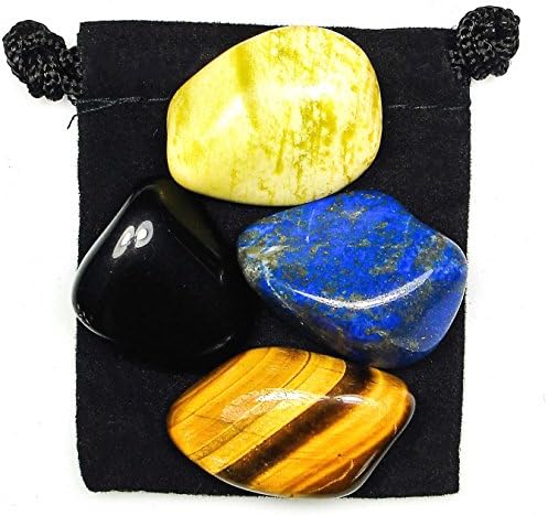 Sihir Senin içinde Kişisel Güç Kese ve açıklama Kartı ile eskitme Kristal Şifa Seti-Lapis Lazuli, Obsidyen, serpantin