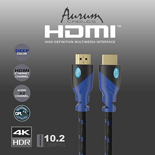 AURUM KABLOLARI Ultra 4K HDMI Kablosu 6 ft Örgülü Yüksek Hızlı HDMI Kablosu TV, Oyun, Ethernet, HDR, ARC, UHD, 3D,