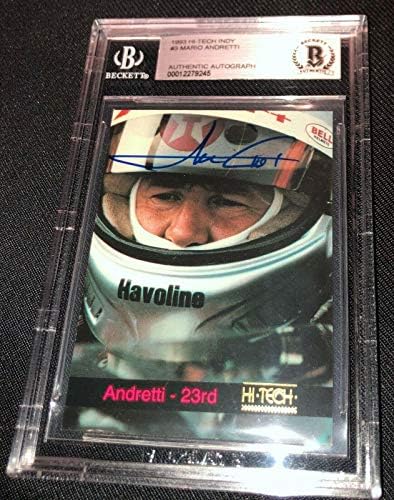 Mario Andretti İmzalı 1993 Yüksek Teknoloji Ürünü Indy Kartı Beckett 00012279245-İmzalı NASCAR Kartları