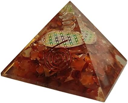 Sharvgun orgonit piramidi Carnelian Taş Çiçek Hayat Orgon piramidi Negatif Enerji Koruma 65-70MM, Etra Büyük Piramit