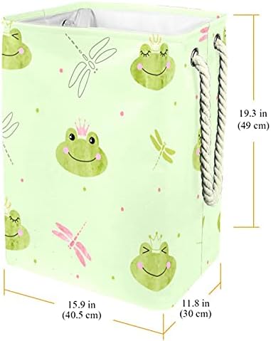 Prenses Kurbağa Taç yusufçuk Açık Yeşil çamaşır sepeti Katlanabilir Dikdörtgen Organizatör Sepet Unisex Yetişkin,