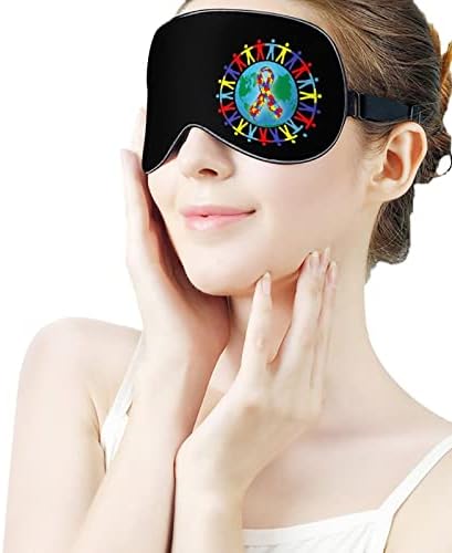 Birini Seviyorum Otizm Uyku Maskesi Ayarlanabilir Kayış ile Yumuşak Göz Kapağı Karartma Körü Körüne Seyahat Relax