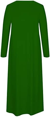 Giyim Pamuk Crewneck Midi Vintage Tatil Noel Elbise Kadınlar için Sonbahar Yaz Uzun Kollu Elbise 2Q 2Q