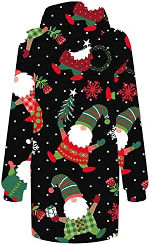 Ruzıyoog Bayan Merry Christmas Hoodies Elbise Çirkin Baskılı Uzun Kollu Kazak İpli Noel Mini Kazak Elbiseler