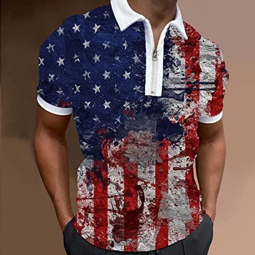 Amerikan Bayrağı polo gömlekler Erkekler için 4th Temmuz Vatansever T Shirt Yaz Casual Vintage kısa kollu üstler