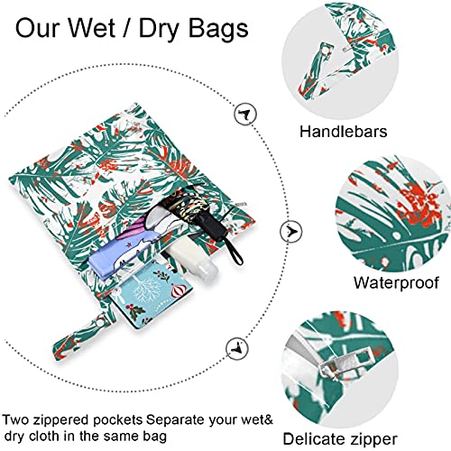 visesunny 2 Adet fermuarlı Cepli ıslak çanta Palmiye yaprağı Yıkanabilir Kullanımlık Seyahat için geniş, Plaj, Havuz,Kreş,