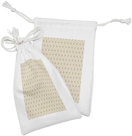 Lunarable Soyut Kumaş Çanta Seti 2, Simetrik Dalgalı Çizgiler Örgü Zincir Desen Kıvrımlı Yinelenen Vintage Tasarım,