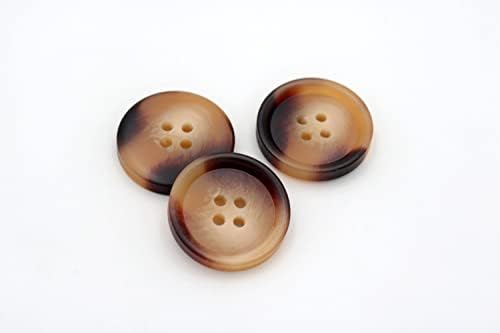 20 / Set Reçine Düğme Elbise Dikiş Snaps Blazer Gömlek 4 Delik Düğmeleri (20mm, Kahverengi)
