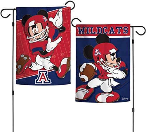 NCAA Mickey Mouse Futbol 2 Taraflı Bahçe Afiş Bayrağı (Arizona Yaban Kedileri)