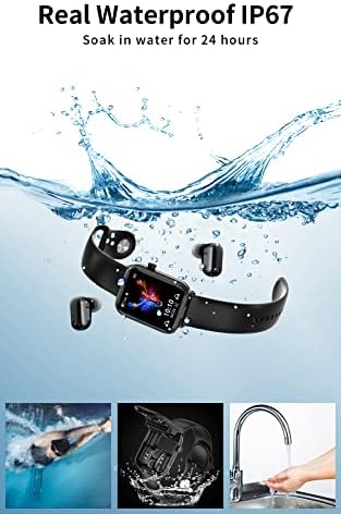 Akıllı saat Kulakiçi ile Kadınlar ve Erkekler için Kulaklık SmartWatch Spor İzci MP3 İzle Kulakiçi Combo (Siyah)