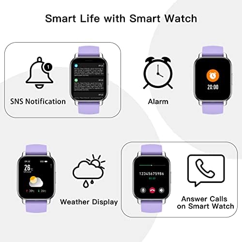 Popglory Kadınlar ve erkekler için 2 paket akıllı saat, 1.85 çağrı alma/arama Smartwatch, kan basıncı/ure/SpO2/nabız