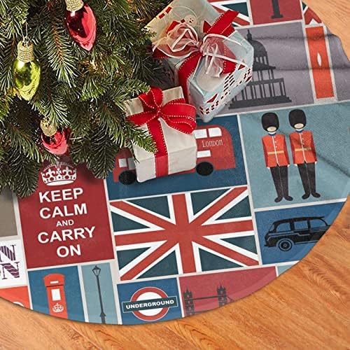 Noel Ağacı Etek İngiltere Sembolleri Noel Peluş Ağacı Etek 48 İnç Dantel Up Noel Dekorasyon için