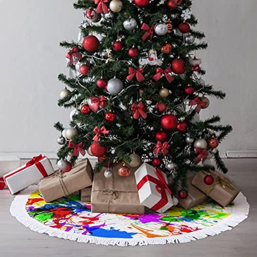 Boya Sıçramak Noel Ağacı Mat Etek Ağacı Taban Kapağı Püsküller ile Tatil Partisi için noel dekorasyonları 48 x 48
