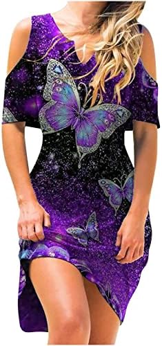 Bayan Midi Elbiseler 2023 Moda Nakış Çiçek Elbise Kısa Kollu Soğuk Omuz İmparatorluğu Bel Gevşek Sundress